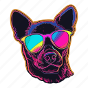dog, puppy, disco, party, colourful, neon, sunglasses