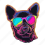 dog, puppy, disco, party, colourful, neon, sunglasses 