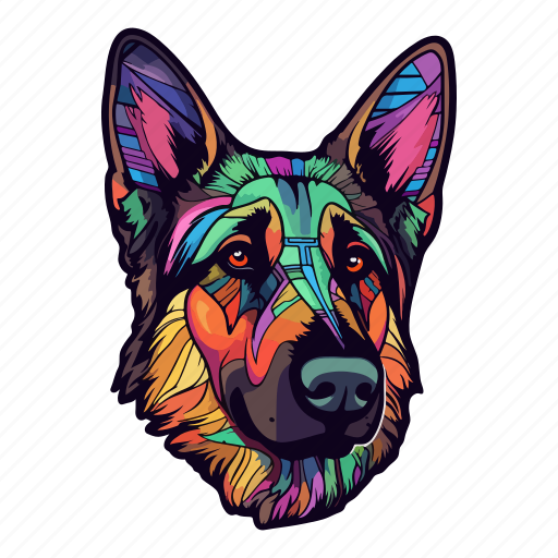 Dog, puppy, colourful, motley, neon, shepherd, breed icon - Download on Iconfinder