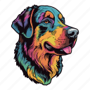 dog, puppy, colourful, motley, neon, rottweiler, breed