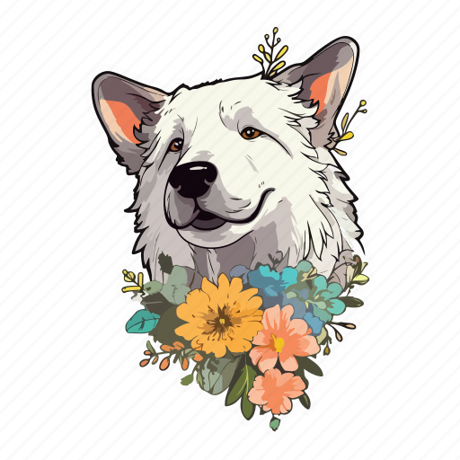Dog, pet, animal, puppy, breed, flowers, portrait icon - Download on Iconfinder