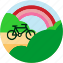 bike, bush, countryside, good, rainbow