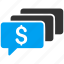 bids, chat, communication, dialog, finance, messages, money transaction 