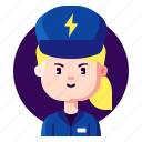 avatar, electrician, female, profession, profile