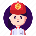 avatar, delivery, female, pizza, profession