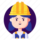 avatar, construction, female, profession, worker