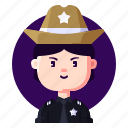 avatar, female, officer, profession, sheriff