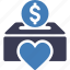 charity box, donation box, money box, donation collection, donation, dollar, heart 