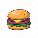 doodle, food, burger, restaurant, cooking, sandwich, beef, grill, bread