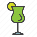 cocktail, glass, lime, bar