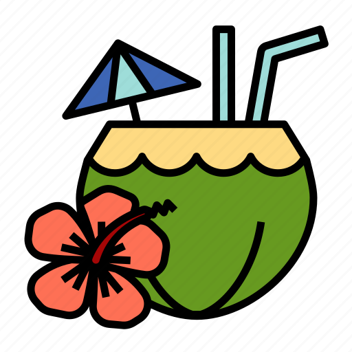 Cocktail, coconut, fruit, juice, beach, hawaii, summer icon - Download on Iconfinder