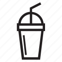 cup, drink, glass, ice, juice, outline, straw