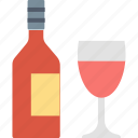 bottle, glass, wine, alcohol, beverage, drink, red