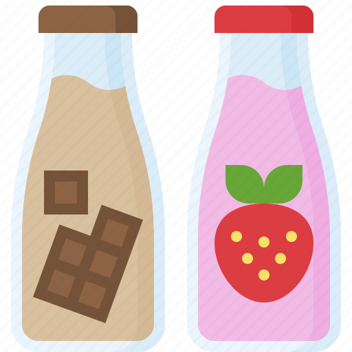 Beverage, chocolate, drinks, milk, milk bottle, strawberry icon - Download on Iconfinder