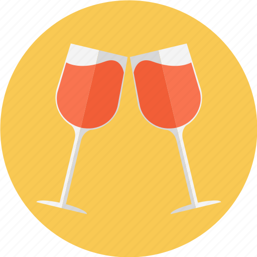 Brindis, glass, red wine, rose, rose wine, two wine glasses, wine icon - Download on Iconfinder