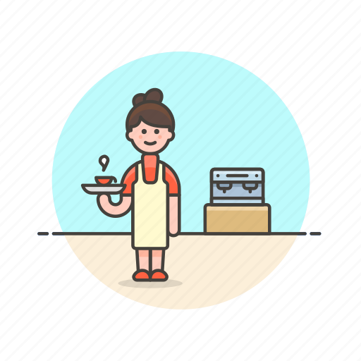 Barista, coffee, hot, machine, cup, tea, woman icon - Download on Iconfinder