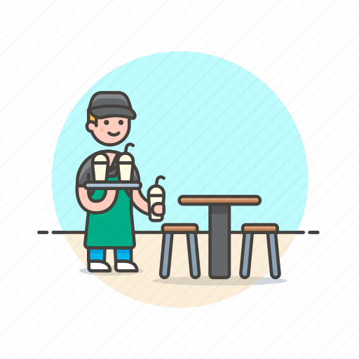 Barista, serving, cafe, man, beverage, restaurant, shake icon - Download on Iconfinder