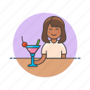 cocktail, pub, restaurant, bar, beverage, glass, woman, drink 