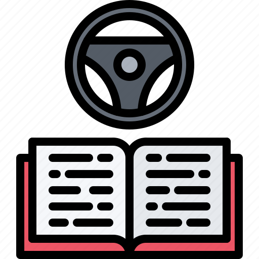 Steering, wheel, training, book, rules, driver, driving icon - Download on Iconfinder