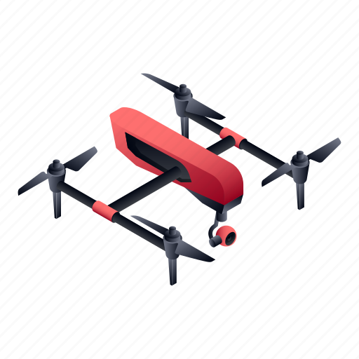 Business, cinema, drone, isometric, red icon - Download on Iconfinder