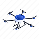 drone, hand, hexacopter, isometric, small, technology