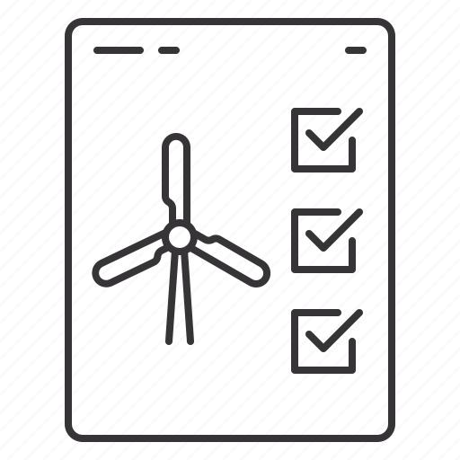 Checklist, document, energy, green, report, turbine, wind icon - Download on Iconfinder