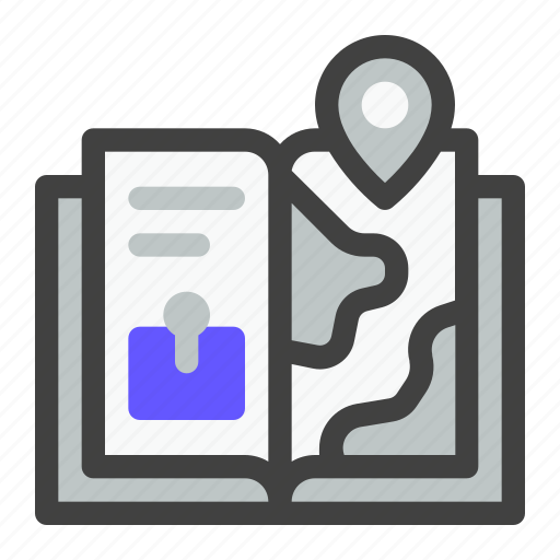 Navigation, location, map, navigate, book, pin location, travel book icon - Download on Iconfinder