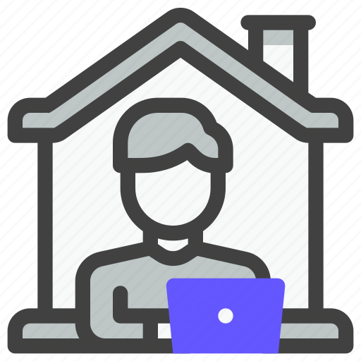 Work from home, working, remote, online, home, house, online working icon - Download on Iconfinder
