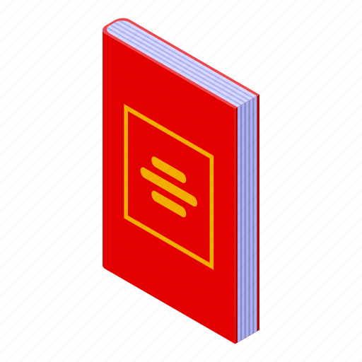 Red, literature, book, isometric icon - Download on Iconfinder
