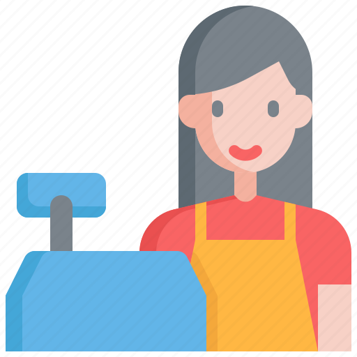 Cashier, machine, woman, cash, payment, money icon - Download on Iconfinder