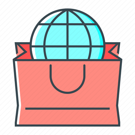 Globe, online, online shopping, shopping, bag, ecommerce icon - Download on Iconfinder