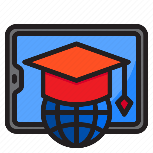 Degree, learning, mobilephone, online, world icon - Download on Iconfinder