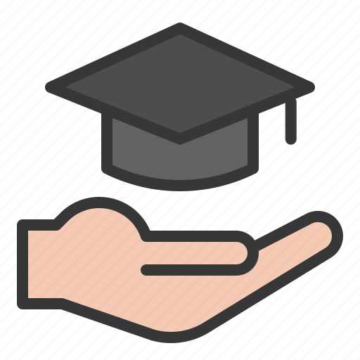 E learning, education, graduation cap, hand, learning icon - Download on Iconfinder