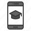 e learning, education, graduation hat, learning, smartphone 