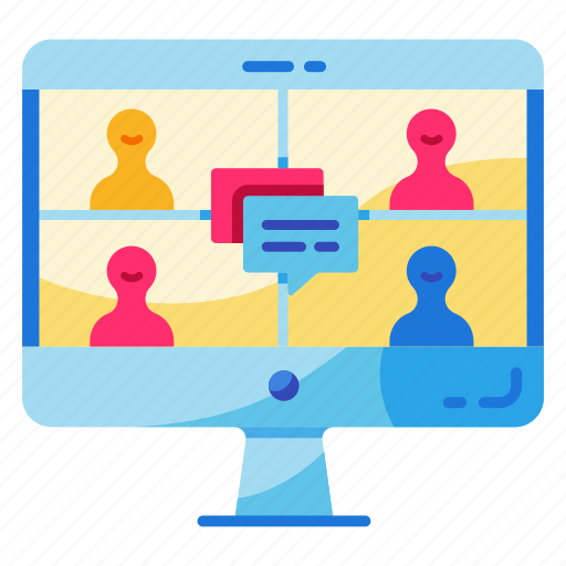 Conference, discussion, group, meeting, online, online class, video call icon - Download on Iconfinder