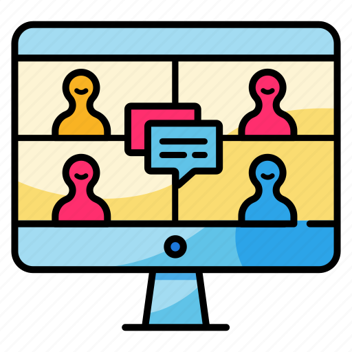 Conference, discussion, group, meeting, online, online class, video call icon - Download on Iconfinder