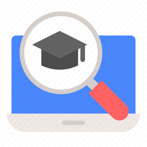 E learning, graduation cap, laptop, learning, search icon - Download on Iconfinder