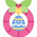 bell, berries, easter, egg, leaves, ring, wreath