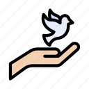 hand, dove, peace, bird, easter