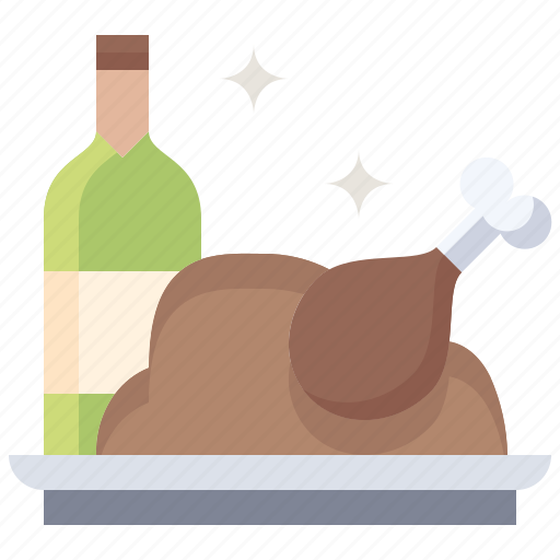 Dinner, roast, chicken, easter, day, champagne, food icon - Download on Iconfinder