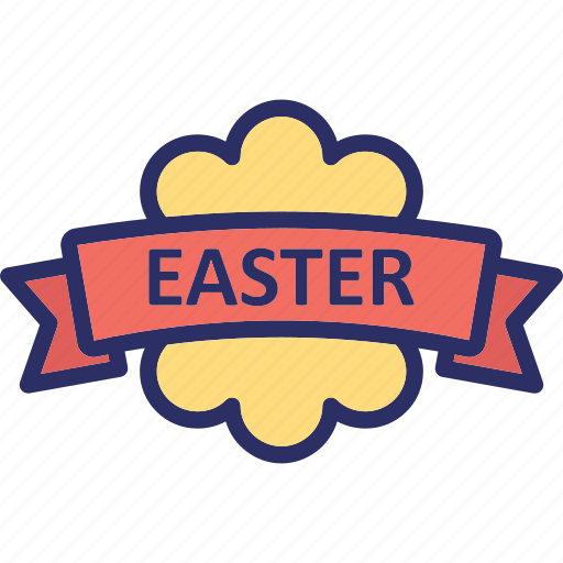 Easter, celebration, design, easter badge, easter label, easter ribbon icon - Download on Iconfinder