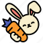 bunny, carrot, easter, rabbit, happy, ears, cute 