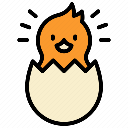 Chick, chiken, egg, easter, born, cute, happy icon - Download on Iconfinder