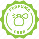 badge, green, label, natural aroma, perfume, perfume free, tag