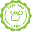 badge, green, label, natural aroma, perfume, perfume free, tag 