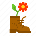 boots, flower, recycle, recycling, reuse