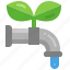 save, water, faucet, tap, conservation, leaf 