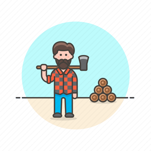 Ecology, lumberjack, axe, chop, log, man, wood icon - Download on Iconfinder