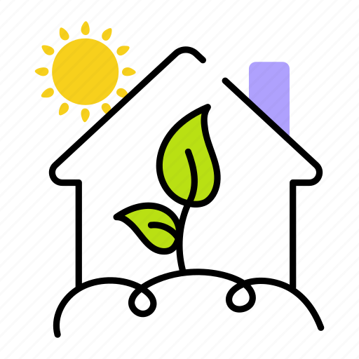 Eco house, eco glasshouse, leaves glasshouse, plant nursery, leaves growing icon - Download on Iconfinder