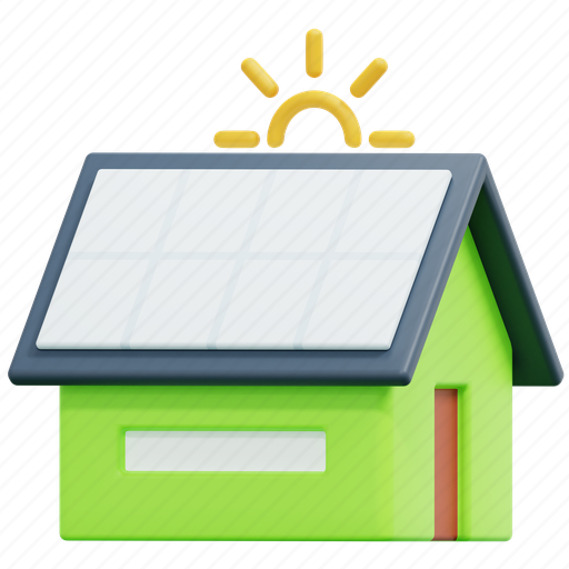 Solar, panel, house, energy, renewable, ecology, and 3D illustration - Download on Iconfinder